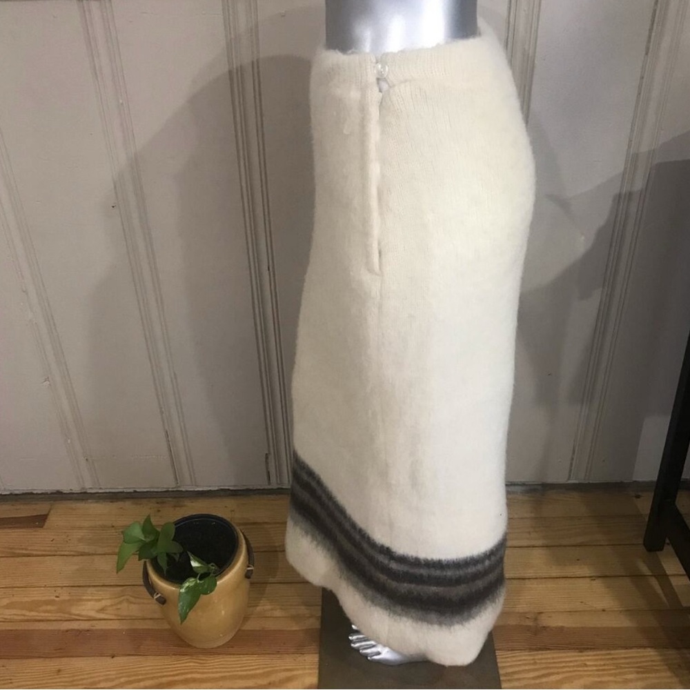 ALIS Vintage Iceland 100% Wool Maxi Skirt Cream Black Women's Size Medium - Picture 4 of 13
